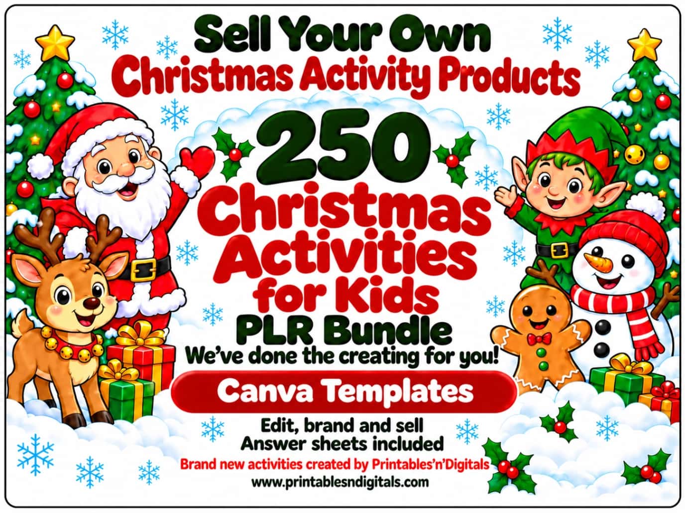250 Christmas Activities PLR Bundle | Canva Templates (PLR Licence Included)